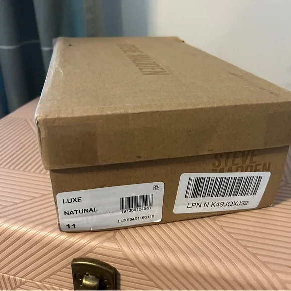 Steve Madden Heels Luxe Nude Block Sandals Natural Cocktail Casual Neutral - Picture 9 of 13